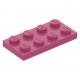 LEGO lapos elem 2x4, sötét rózsaszín (3020)